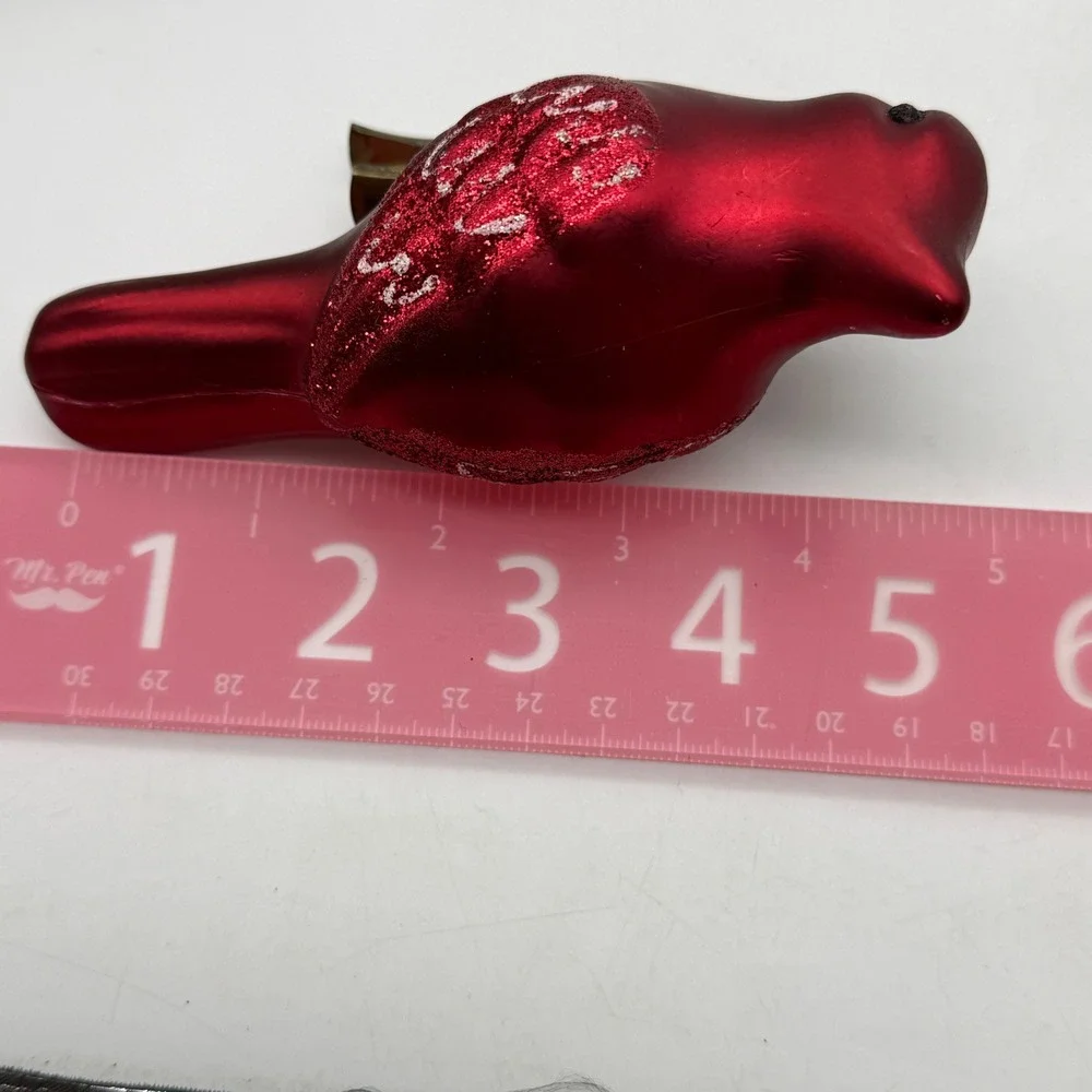 Bird Christmas Ornaments Red Cardinal Silver Songbird Clip-On Plastic